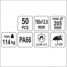 YT-70639 YATO Set 50 coliere din plastic 760 x 12...